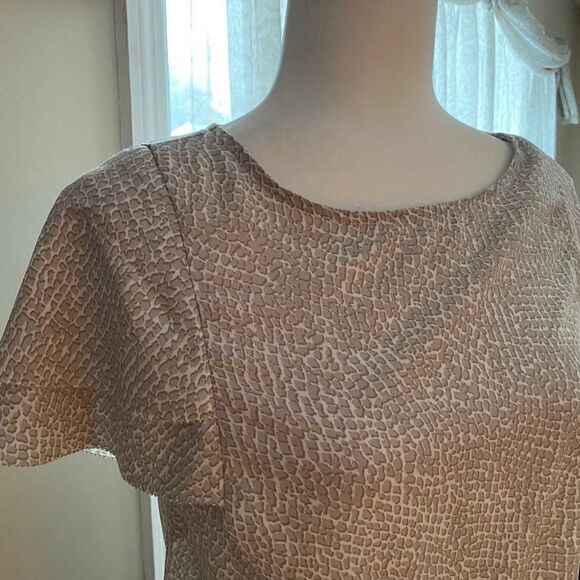Banana Republic White Tan Short Sleeve Top SZ XS - Picture 5 of 11